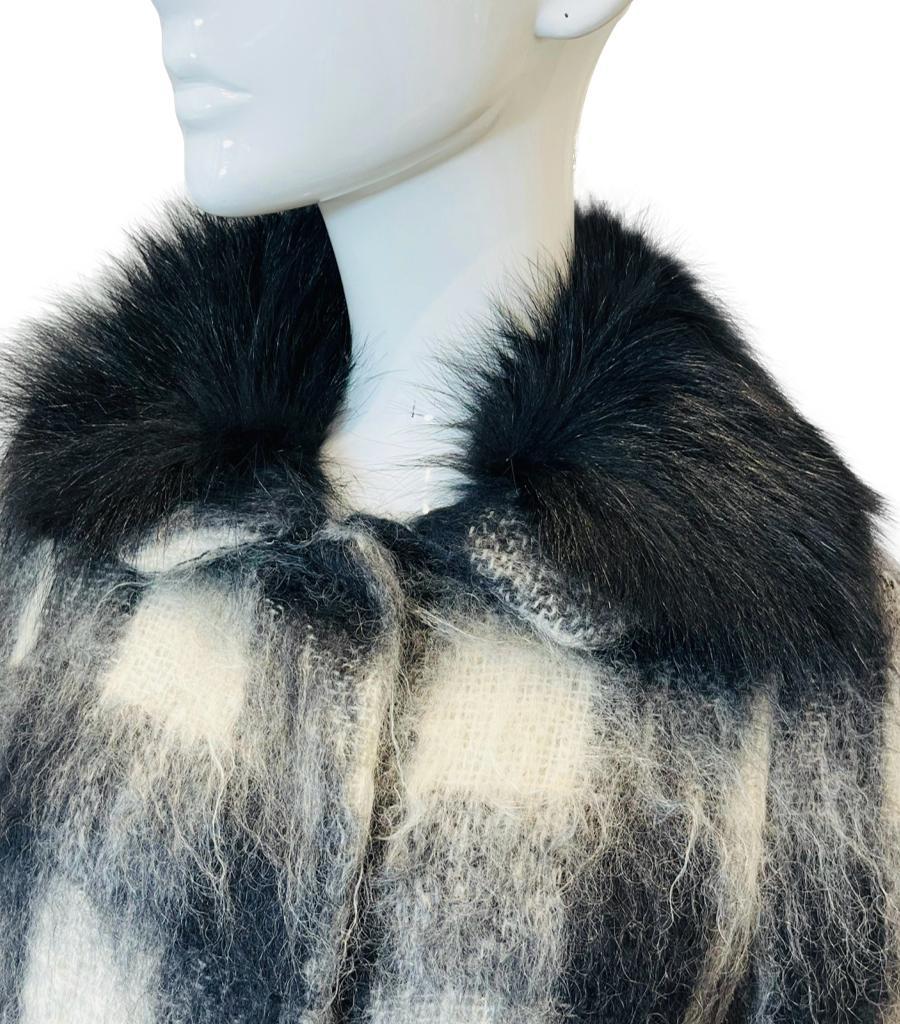 Prada Mohair & Wool Coat With Raccoon Fur Trim For Sale 1