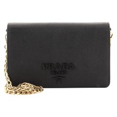 Prada Monochrome Chain Flap Bag Saffiano Leather Small