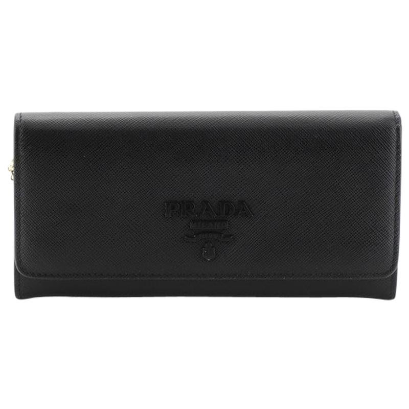 Prada Monochrome Continental Wallet Saffiano Leather Long