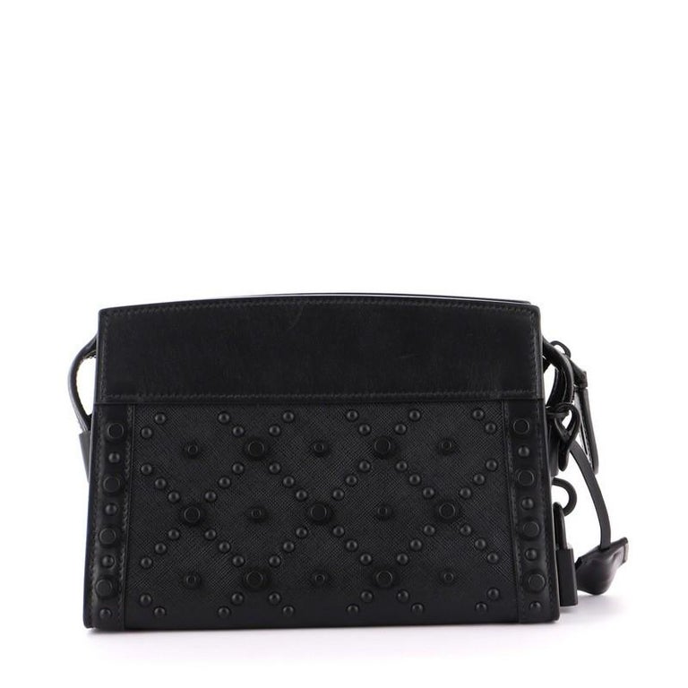 Prada Monochrome Crossbody Bag Studded Saffiano Leather Small at