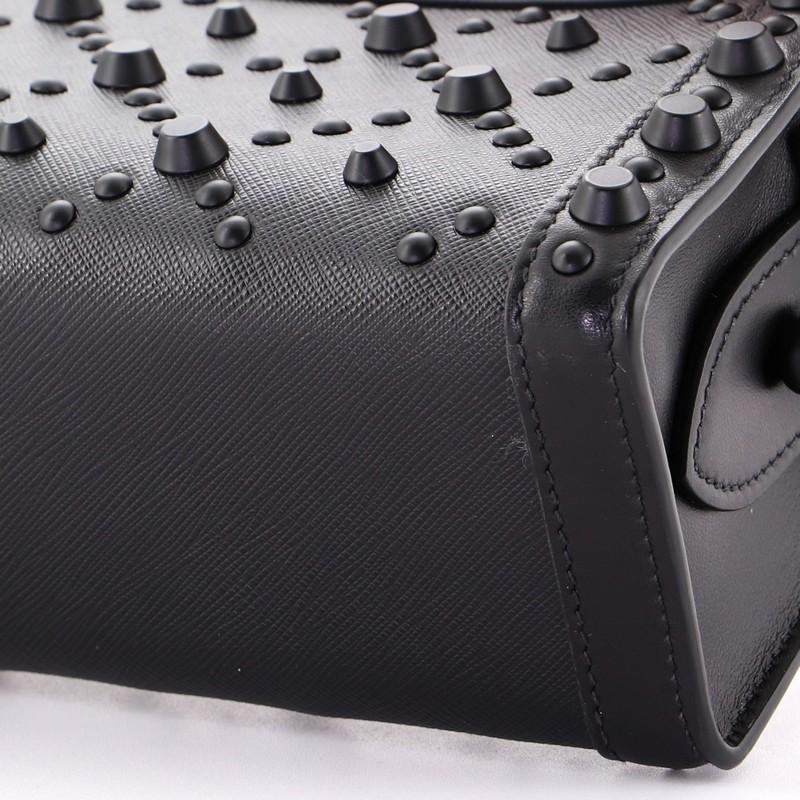 Black Prada Monochrome Crossbody Bag Studded Saffiano Leather Small