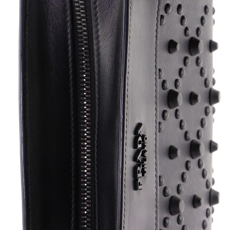 Women's or Men's Prada Monochrome Crossbody Bag Studded Saffiano Leather Small