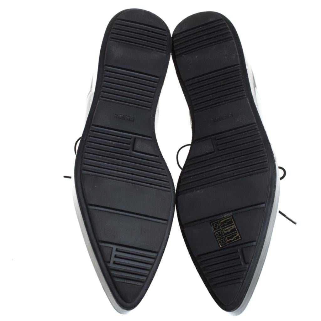 Women's Prada Monochrome Leather Platform Oxford Pointed Toe Flats Size 38.5