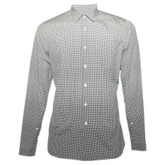 Prada Monochrome Printed Cotton Long Sleeve Shirt M