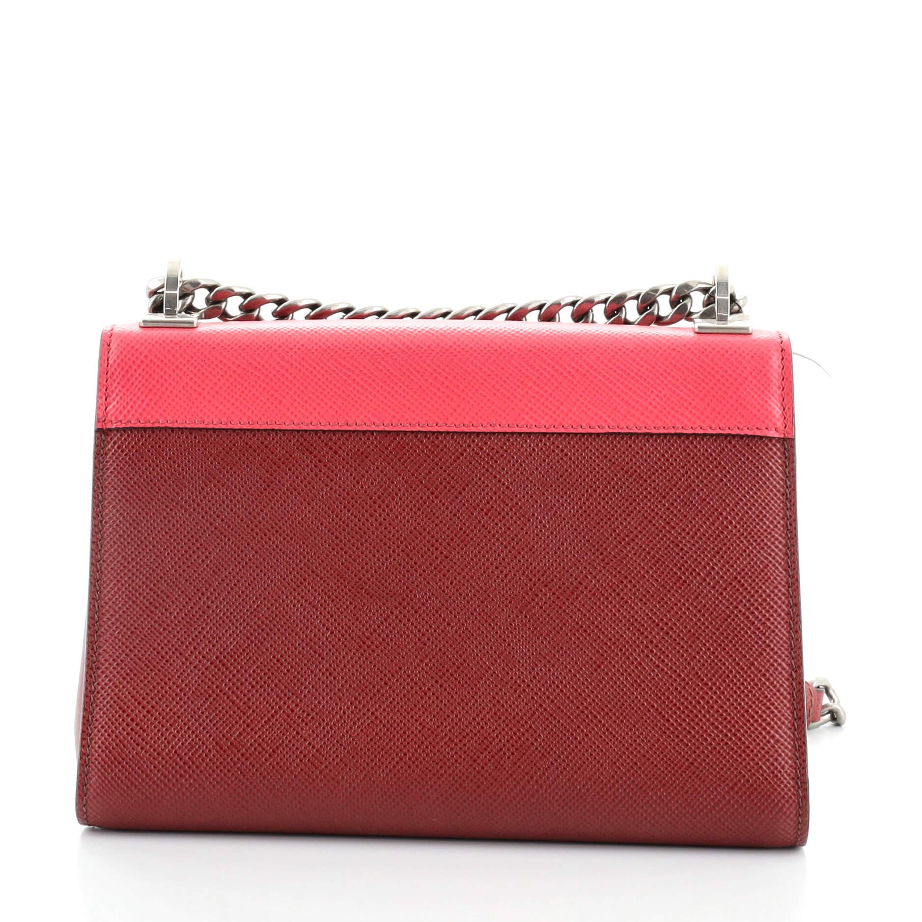 Pink Prada Monochrome Shoulder Bag Embellished Saffiano Leather Small