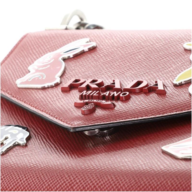 Prada Monochrome Shoulder Bag Embellished Saffiano Leather Small In Good Condition In NY, NY