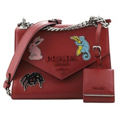 Prada Monochrome Shoulder Bag Embellished Saffiano Leather Small