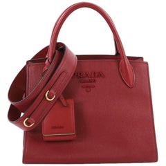 Prada Monochrome Tote Saffiano Leather with City Calfskin Small