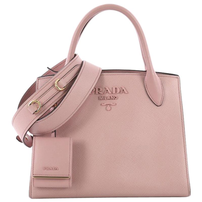 Prada Monochrome Tote Saffiano Leather with City Calfskin Small
