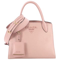 Prada Monochrome Tote Saffiano Leather with City Calfskin Small