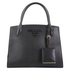 Prada Monochrome Tote Saffiano Leather with City Calfskin Small