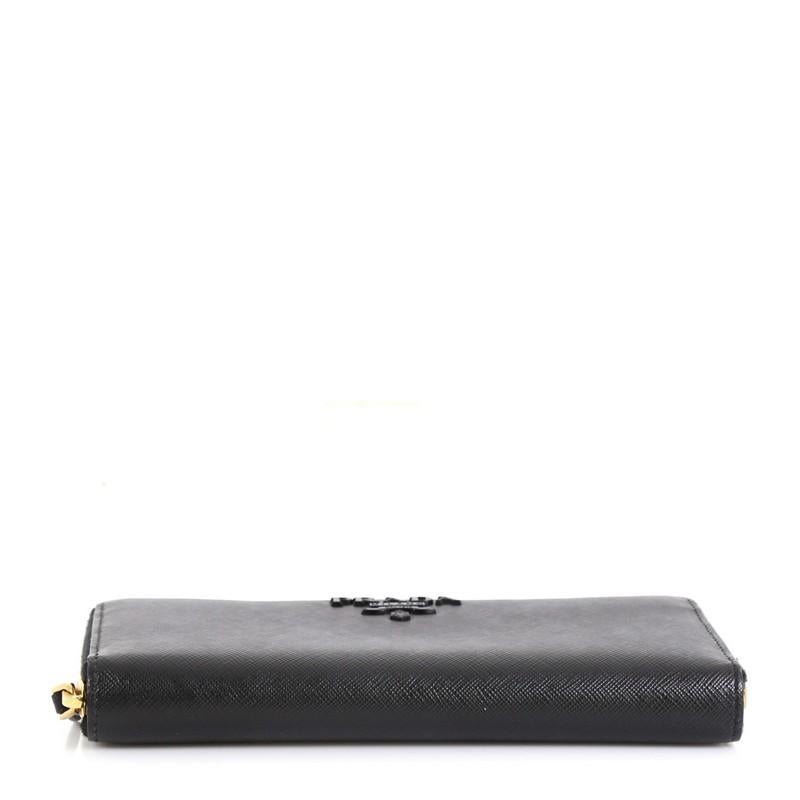 Prada Monochrome Zip Around Wallet Saffiano Leather In Good Condition In NY, NY