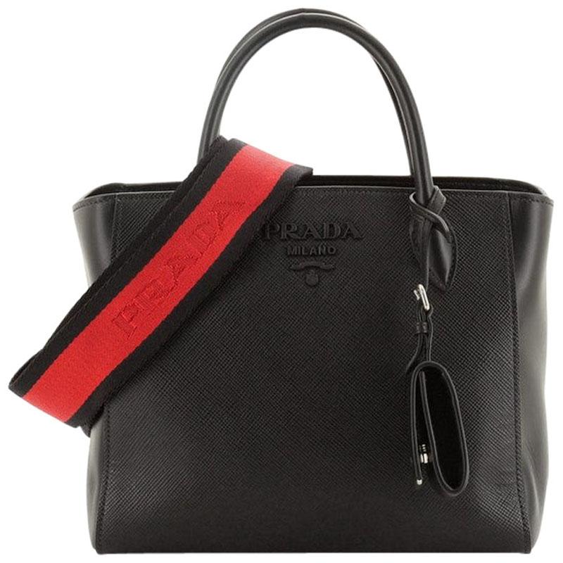Prada Monochrome Zip Tote Saffiano with City Calf Small