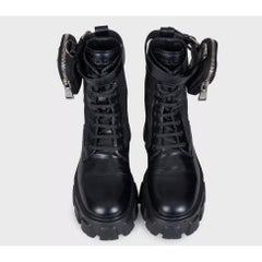 Prada Monolith Black Leather Boots - EU 38