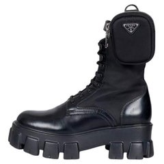 Prada Monolith Black Leather Boots - EU 38