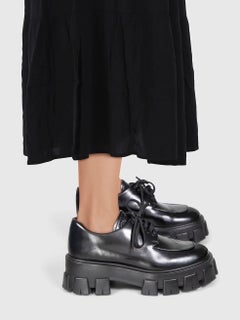 Prada Monolith Brushed Leather Lace Up Shoes Size IT 39