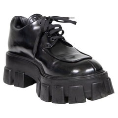 Prada Monolith Brushed Leather Lace Up Shoes Size IT 39