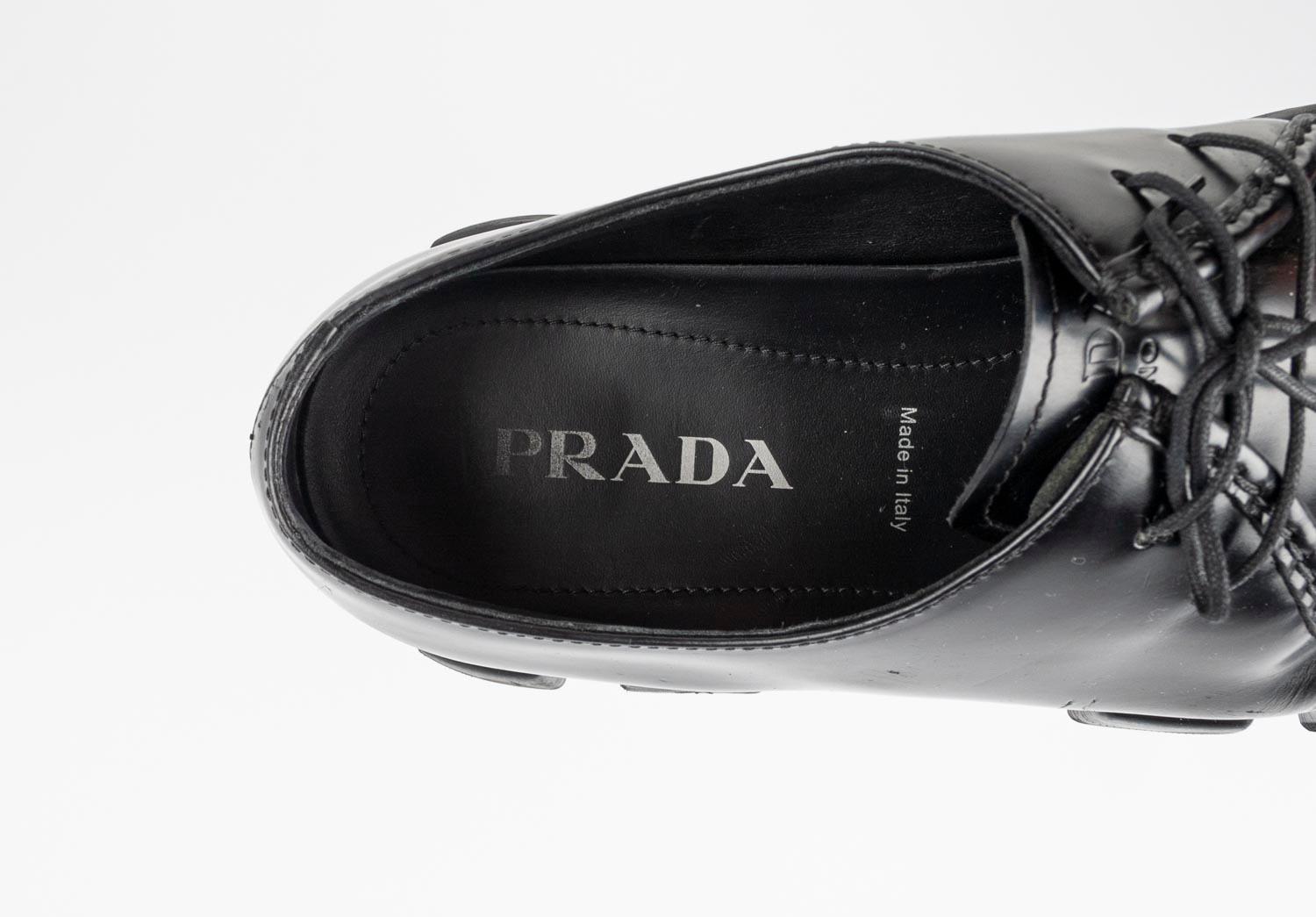 Prada Monolith Lace Up Shoes Men Boots Size UK10, USA11, EUR45, S820 For Sale 2