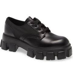 Prada Monolith Leather Lace-Up Derby Shoes (US 10)