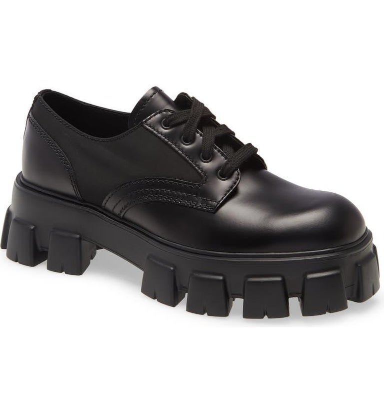 Prada Monolith Leather Lace-Up Derby Shoes (US 10) at 1stDibs