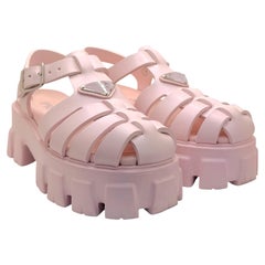 Prada Monolith Pink Rubber Cage Platform Sandals, Italy Size 37