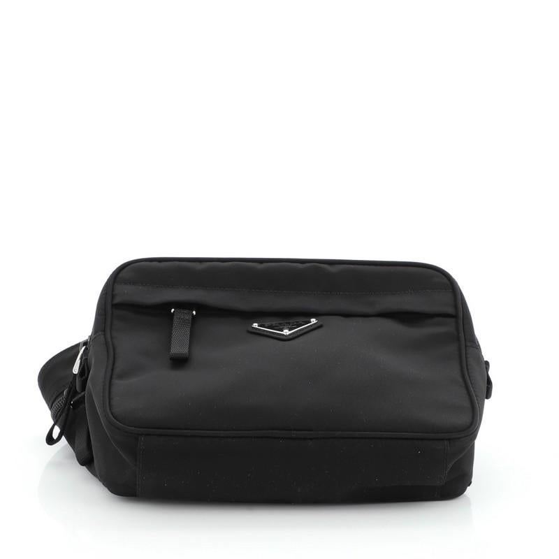 Black Prada Montagna Belt Bag Tessuto Small