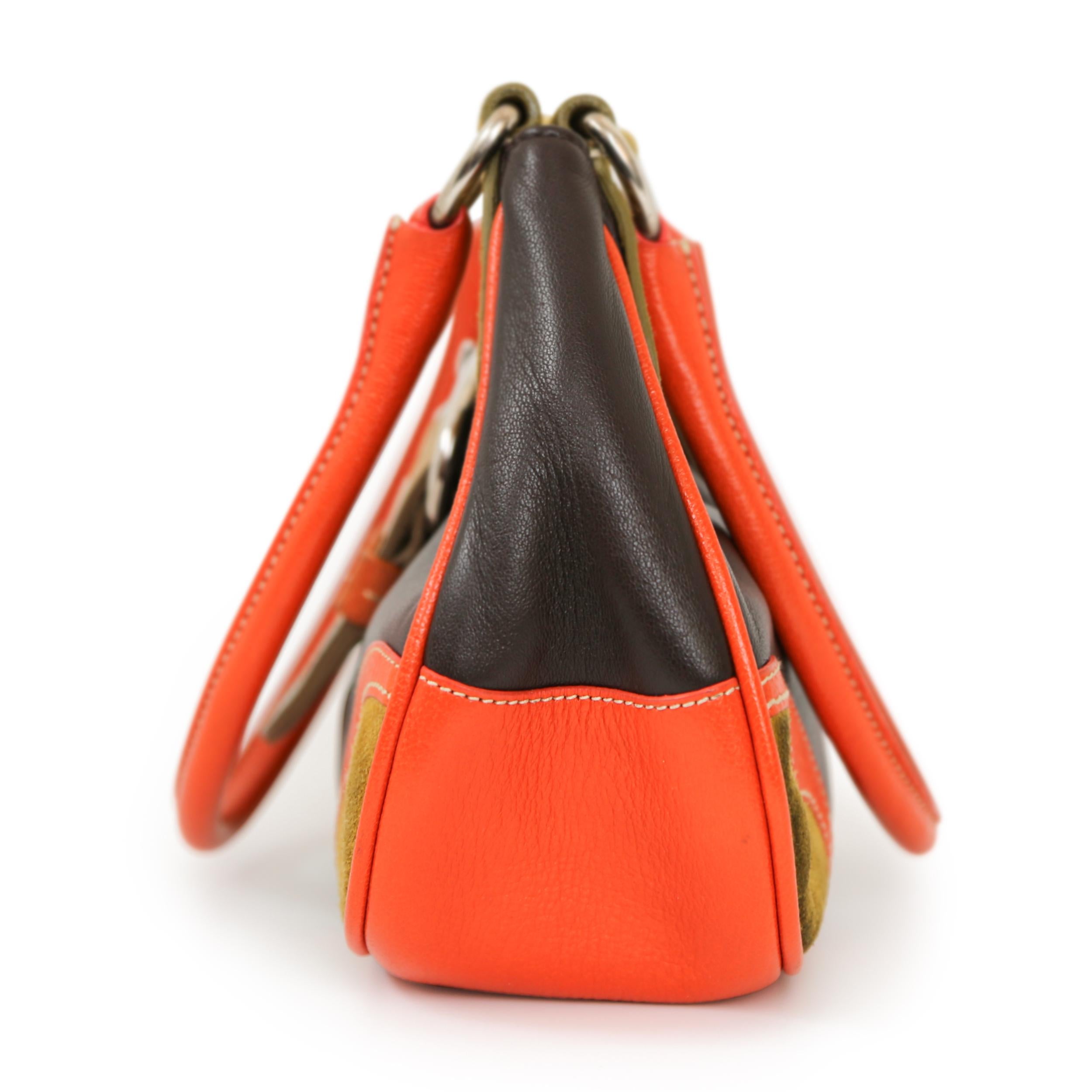 Prada Mond Wildleder Color Block Handtasche im Angebot 4