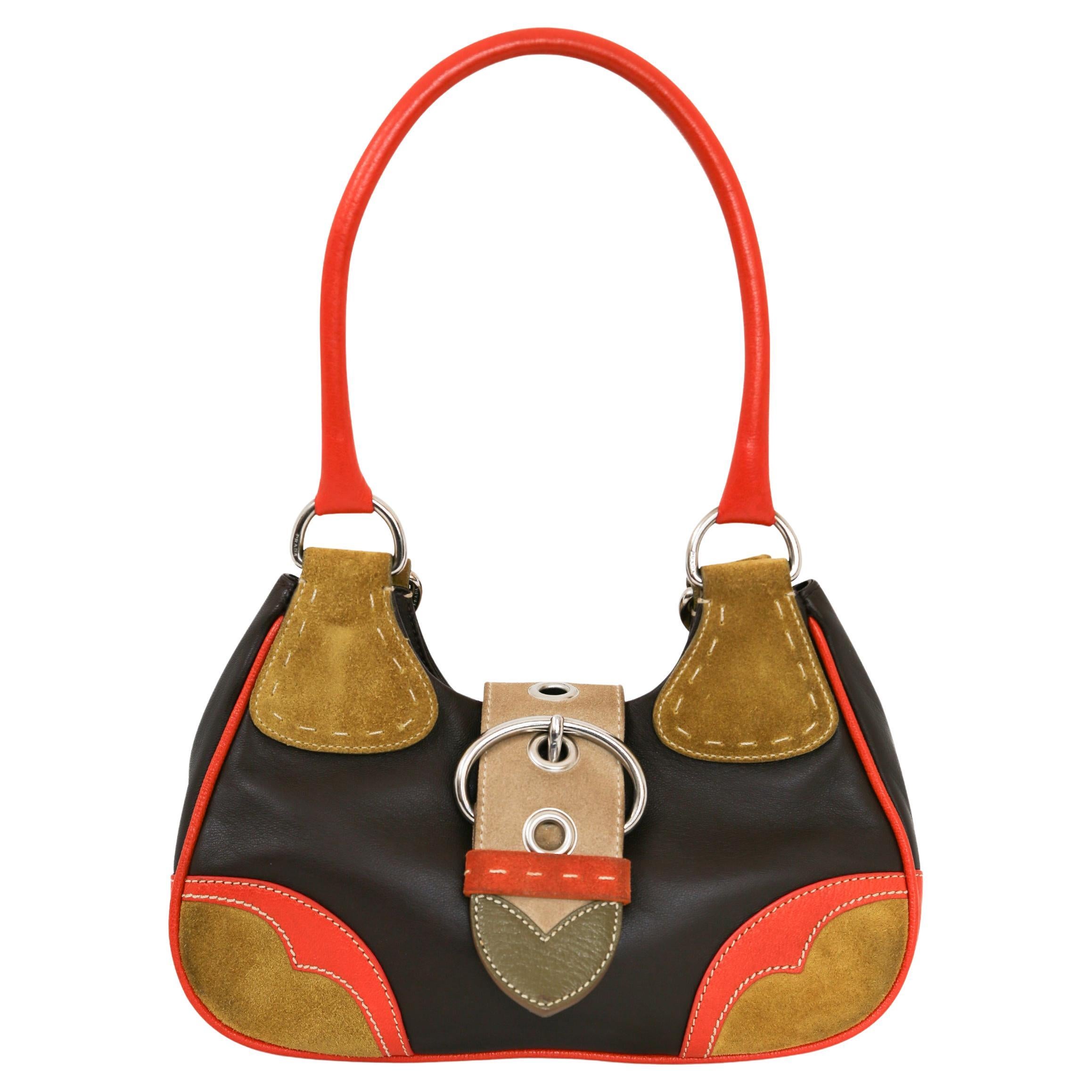Prada Moon Suede Color Block Handbag For Sale