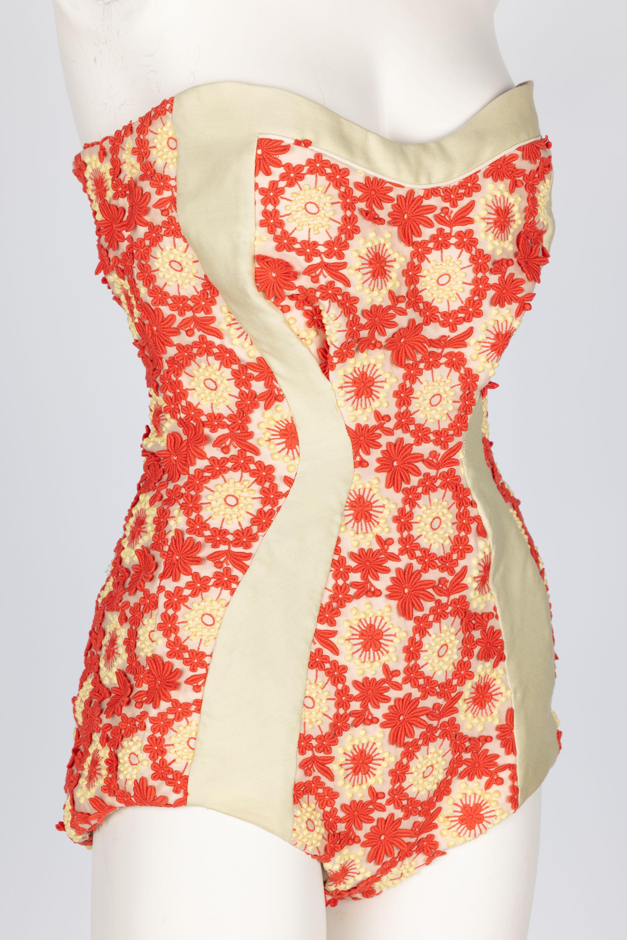 Women's Prada Most Wanted Spring 2012 Floral Embroidered Pinup Bodysuit For Sale