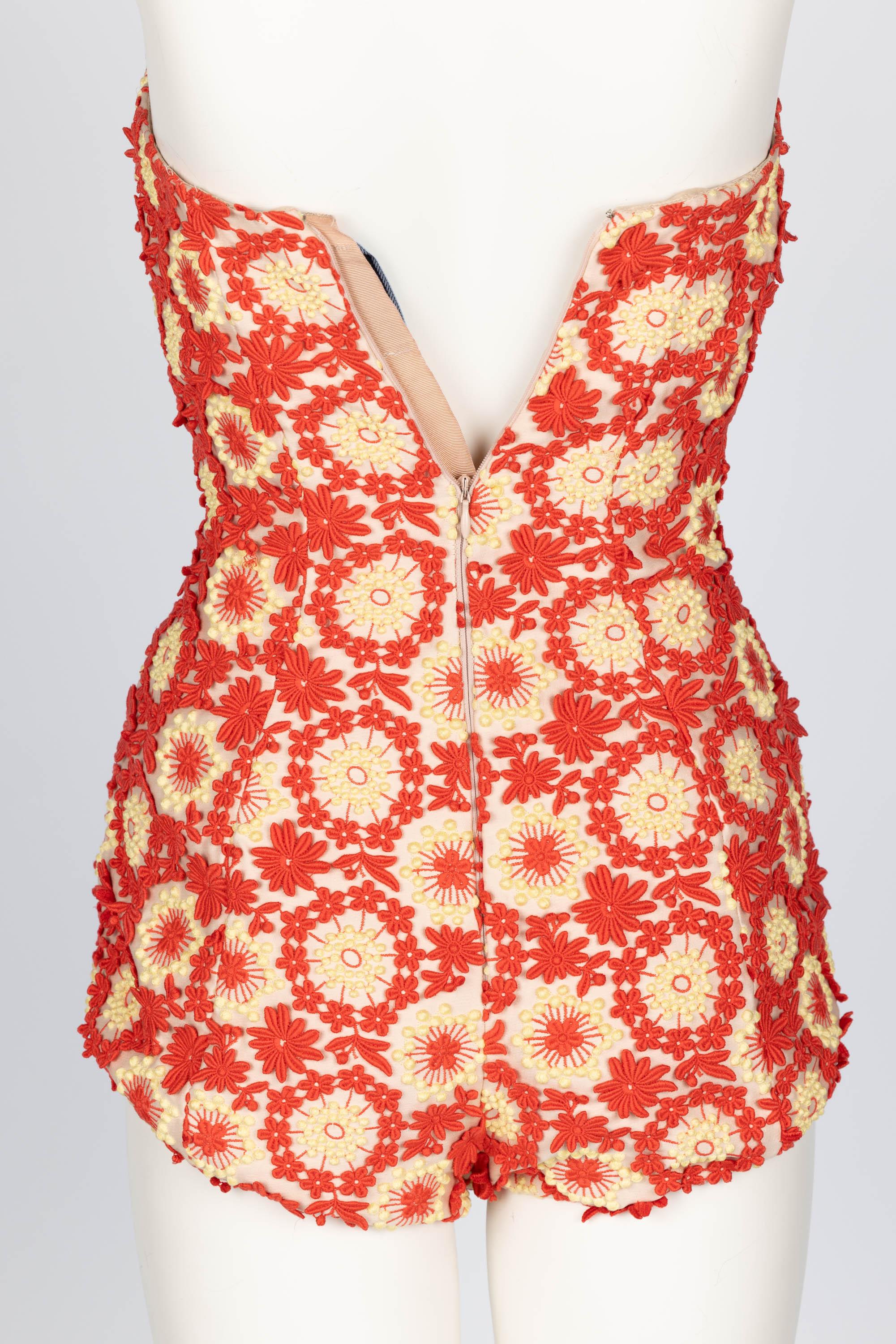 Prada Most Wanted Spring 2012 Floral Embroidered Pinup Bodysuit For Sale 2