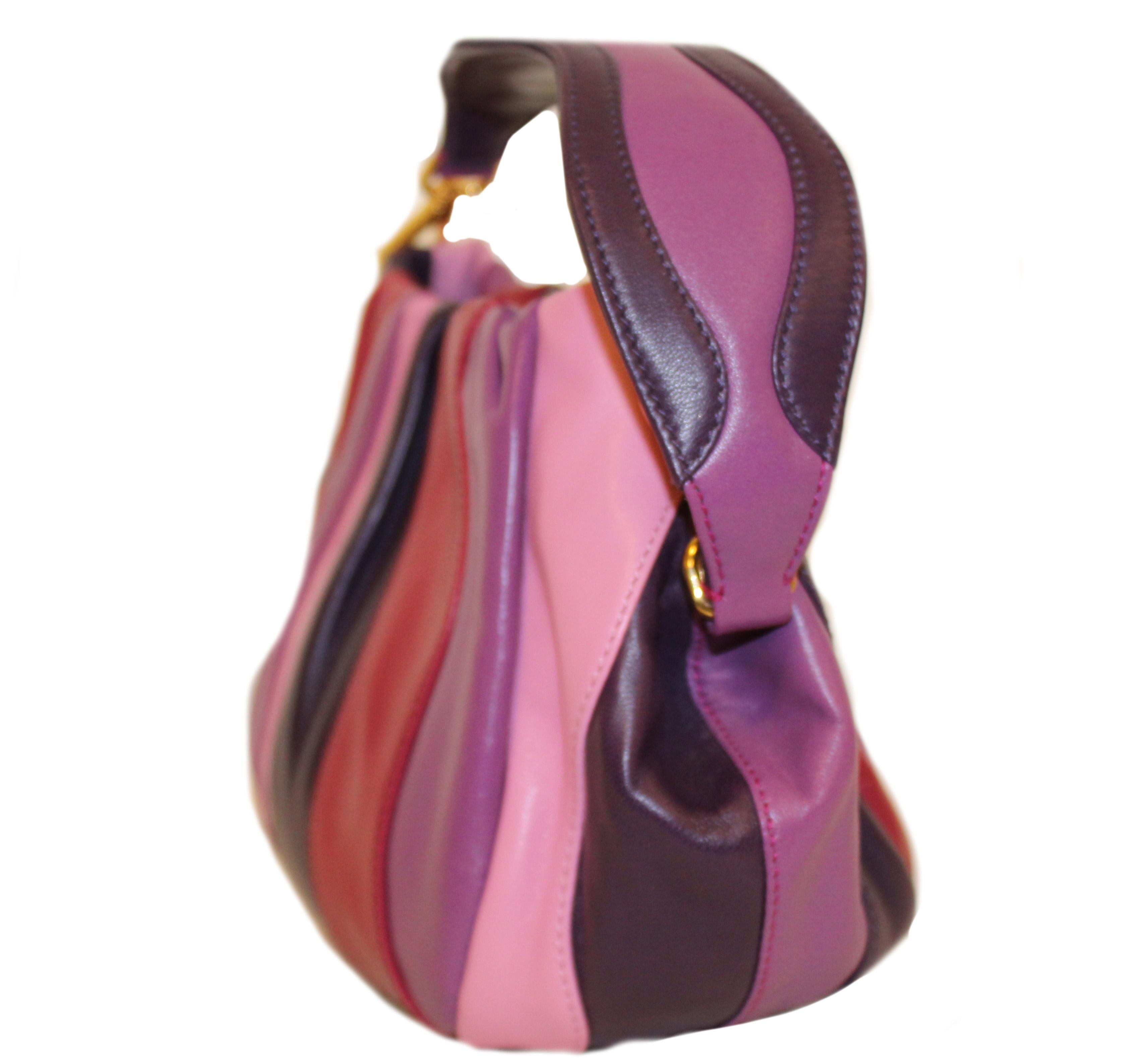 Prada Multi Color Nappa Tremble Blossoms Leather Stripes