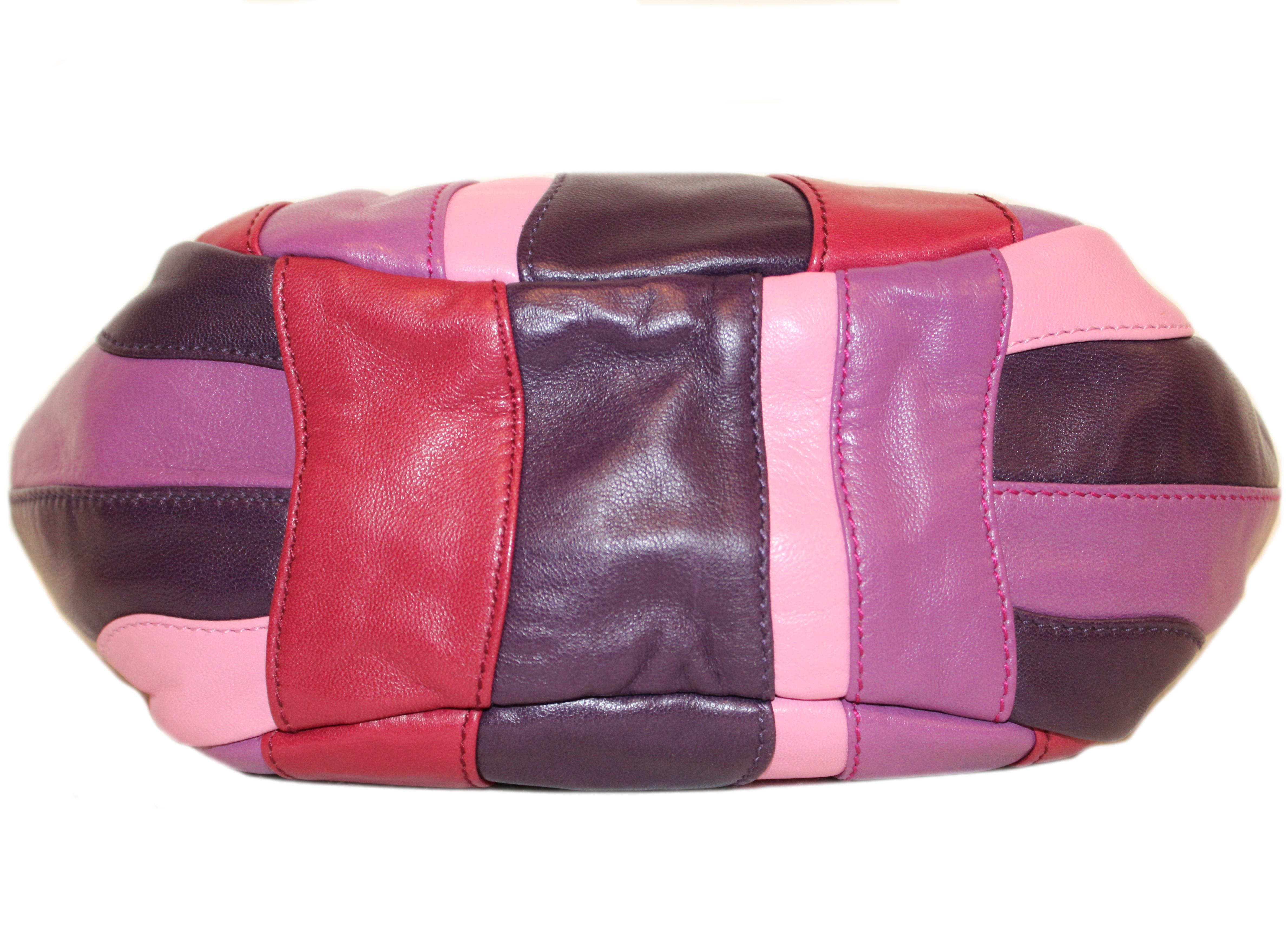 Brown Prada Multi Color Nappa Tremble Blossoms Leather Stripes Mini Shoulder Bag For Sale