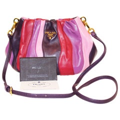 Prada Multi Color Nappa Tremble Blossoms Leather Stripes Mini Shoulder Bag