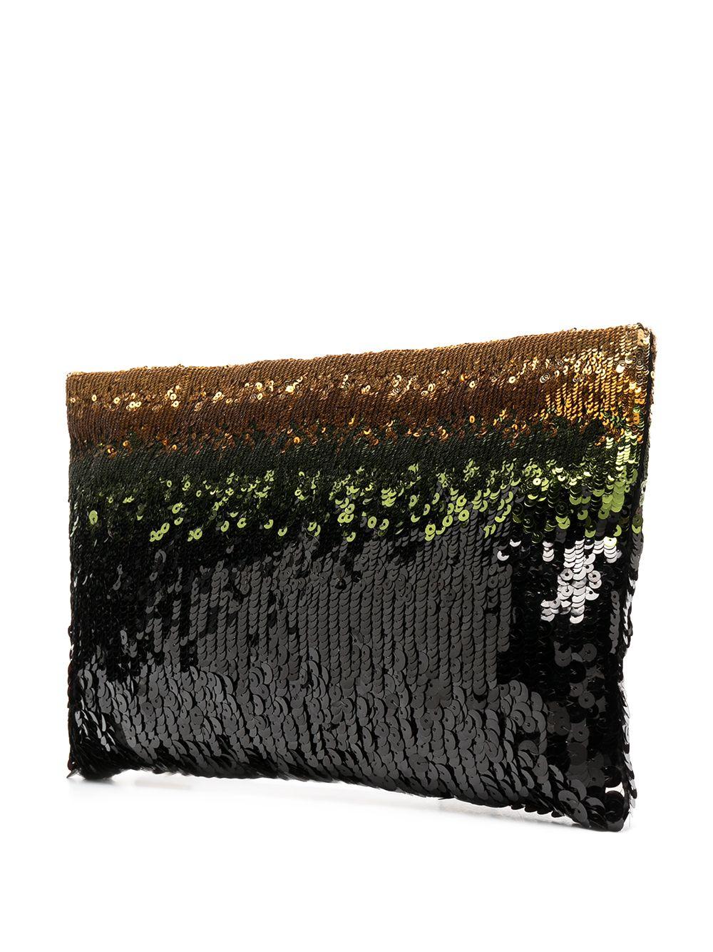 For some added sparkle look no further than this PRADA Sequin bag. Adorned with all-over sequin embellishments in hues of black, gold and green and finished with the PRADA logo in gold-tone hardware. All you need for a dazzling look.

Colour: Green,