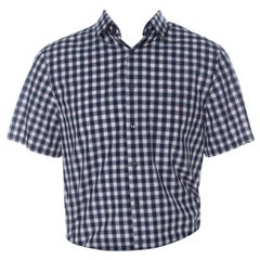 Used Prada Multicolor Check Cotton Short Sleeve Bowling Shirt L