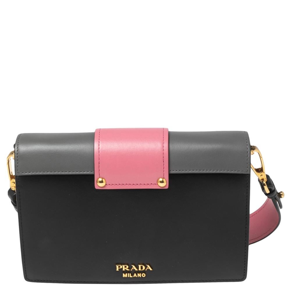 Women's Prada Multicolor City Calf Leather Small Metal Ribbon Flap Bag