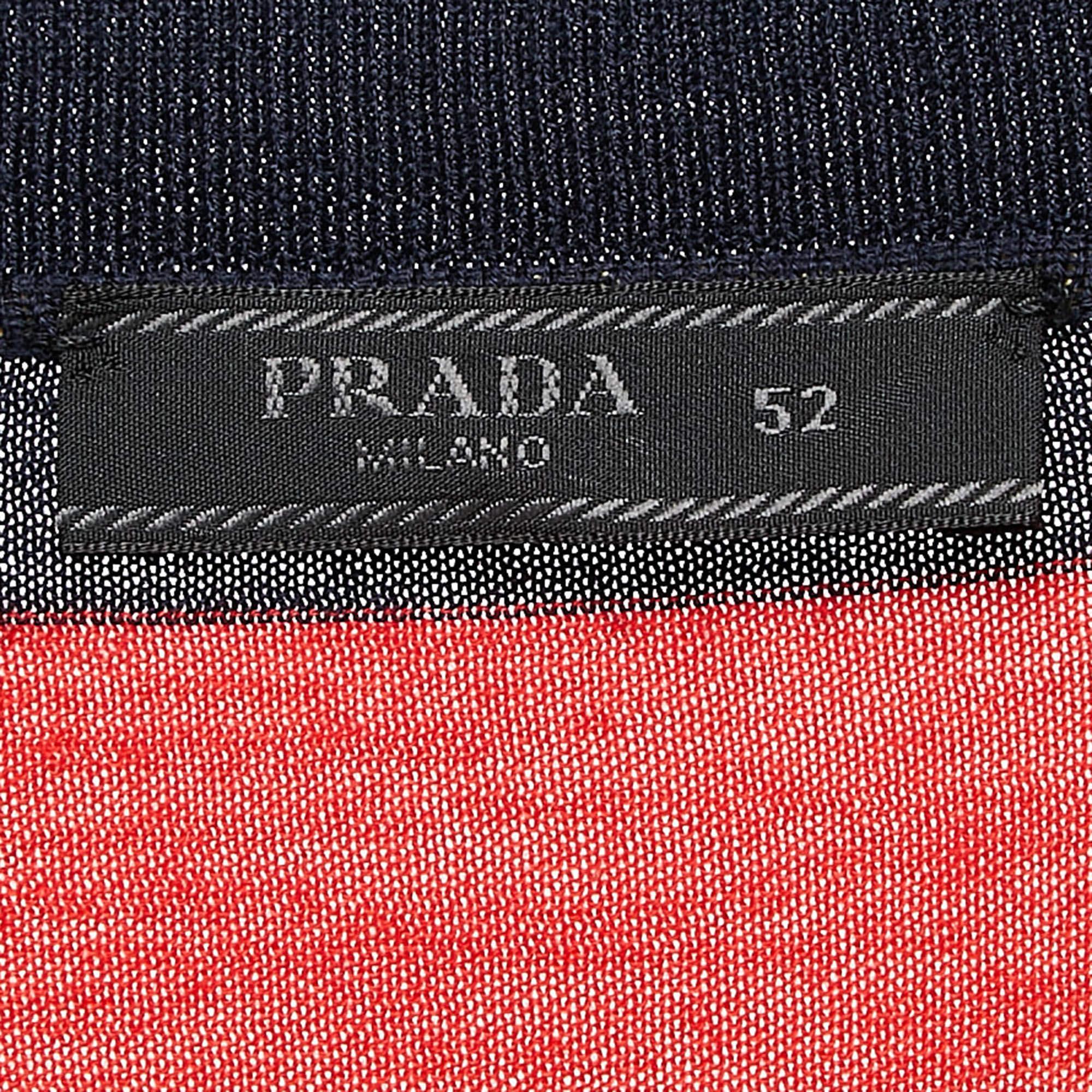 Prada - Pull à manches courtes en tricot multicolore XL Bon état - En vente à Dubai, Al Qouz 2