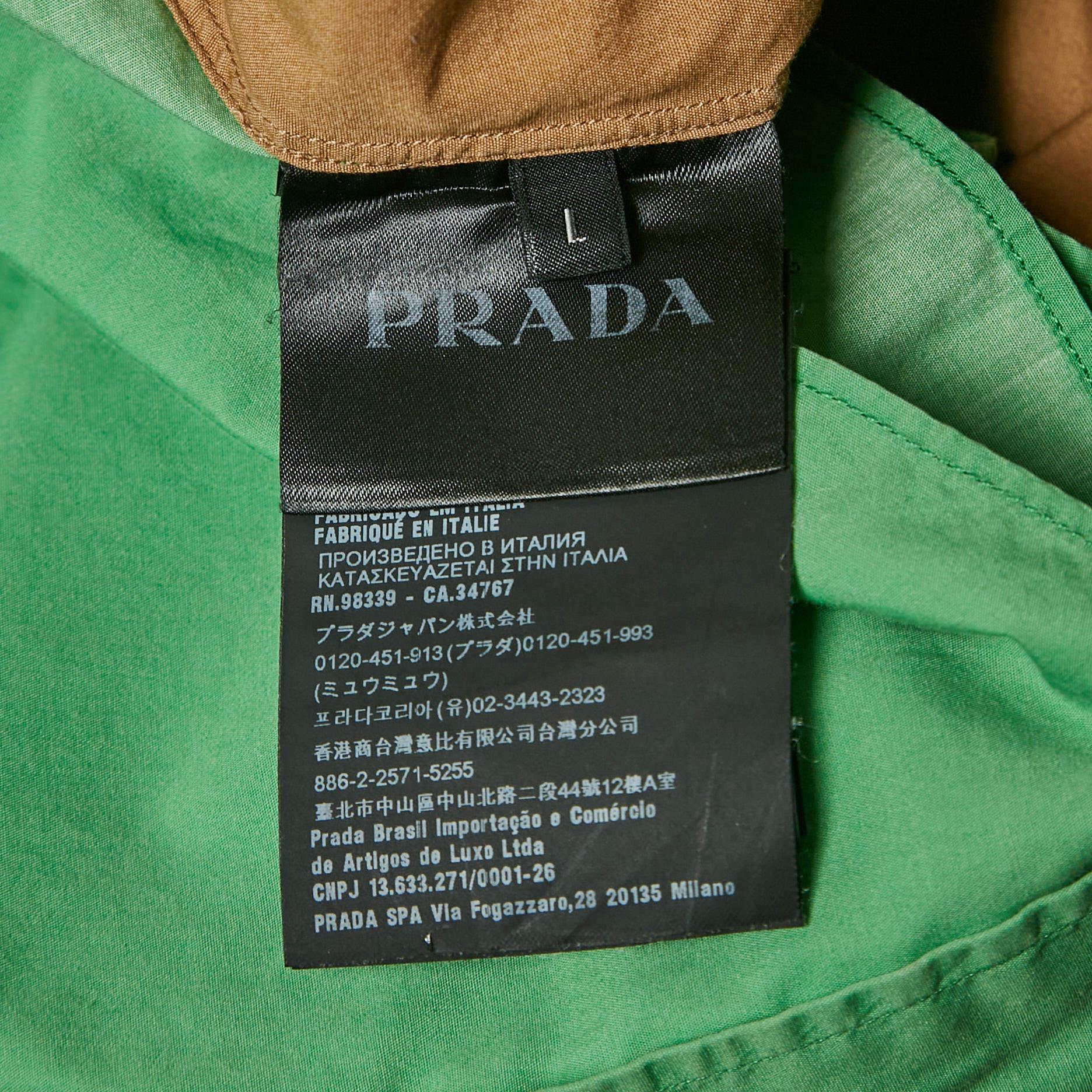 Men's Prada Multicolor Colour-Blocked Face Print Cotton Shirt L For Sale
