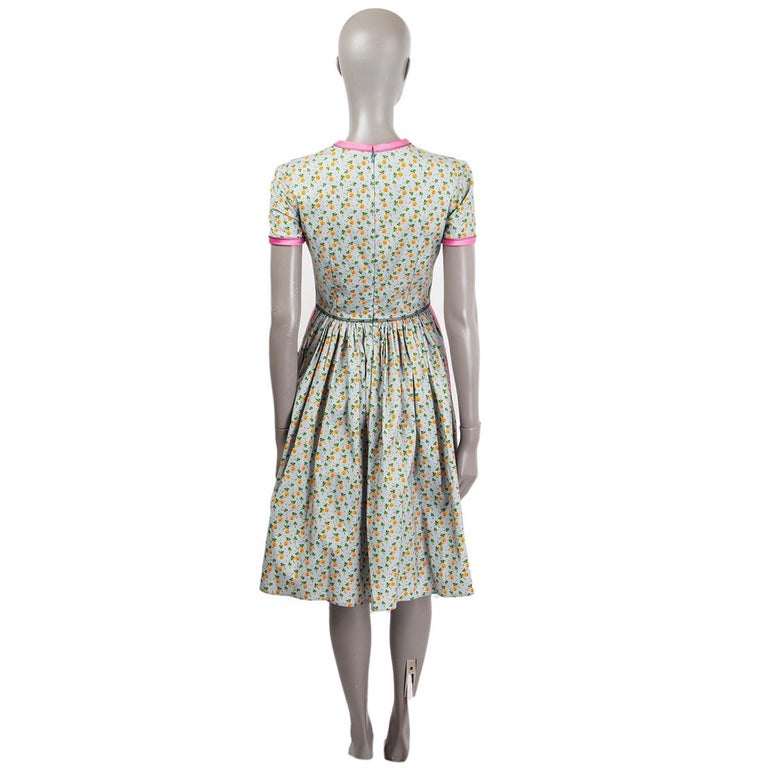 PRADA multicolor cotton PRINTED Short Sleeve Dress 38 XS For Sale at 1stDibs