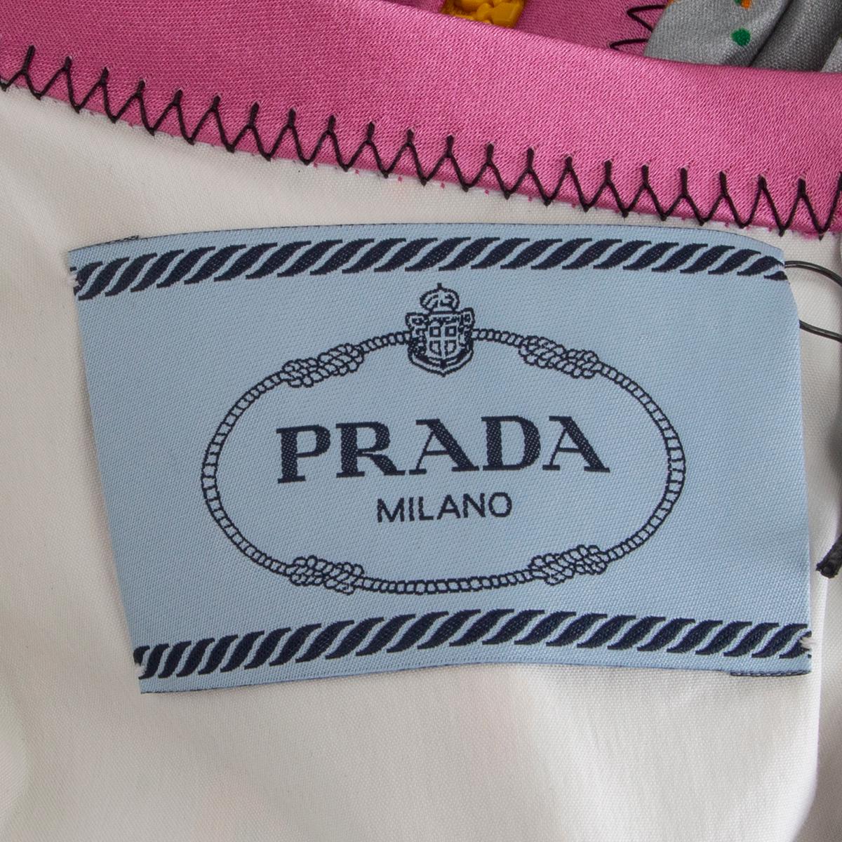 PRADA Mehrfarbiges Kleid mit kurzen Ärmeln aus Baumwolle mit PRINTED-Druck 38 XS im Angebot 1