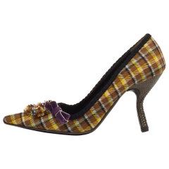 Prada Multicolor Fabric Embellished Pumps Size 38