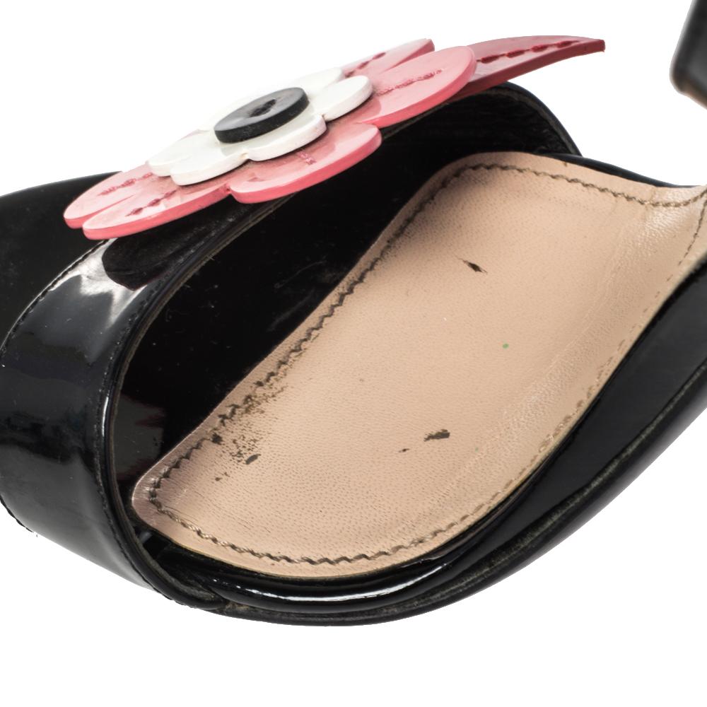 prada ‘appliqued patent leather sandals’