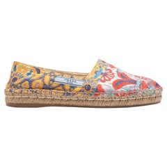 Prada Multicolor Jacquard Espadrille Flats