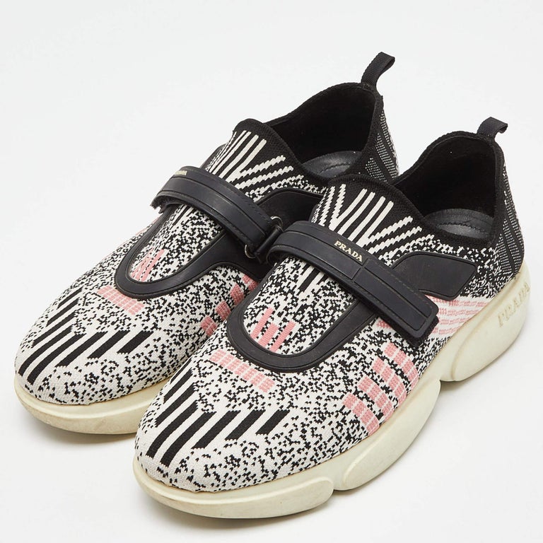 Prada Multicolor Knit Fabric Low Top Sneakers Size at 1stDibs