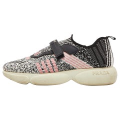 Prada Multicolor Knit Fabric Low Top Sneakers Size 38.5