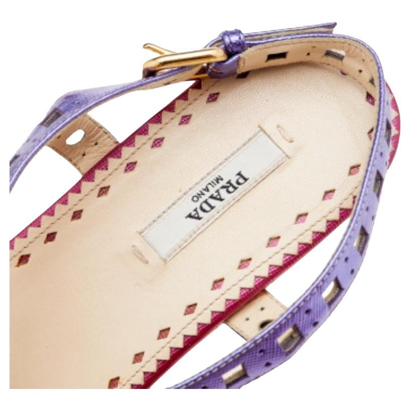 Prada Multicolor Leder Korkabsatz Plateau Slingback Sandalen Größe 41 1