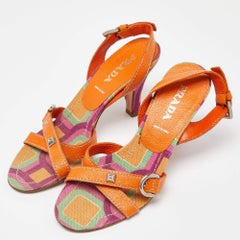 Prada Multicolor Leather Printed Ankle Strap Sandals Size 36