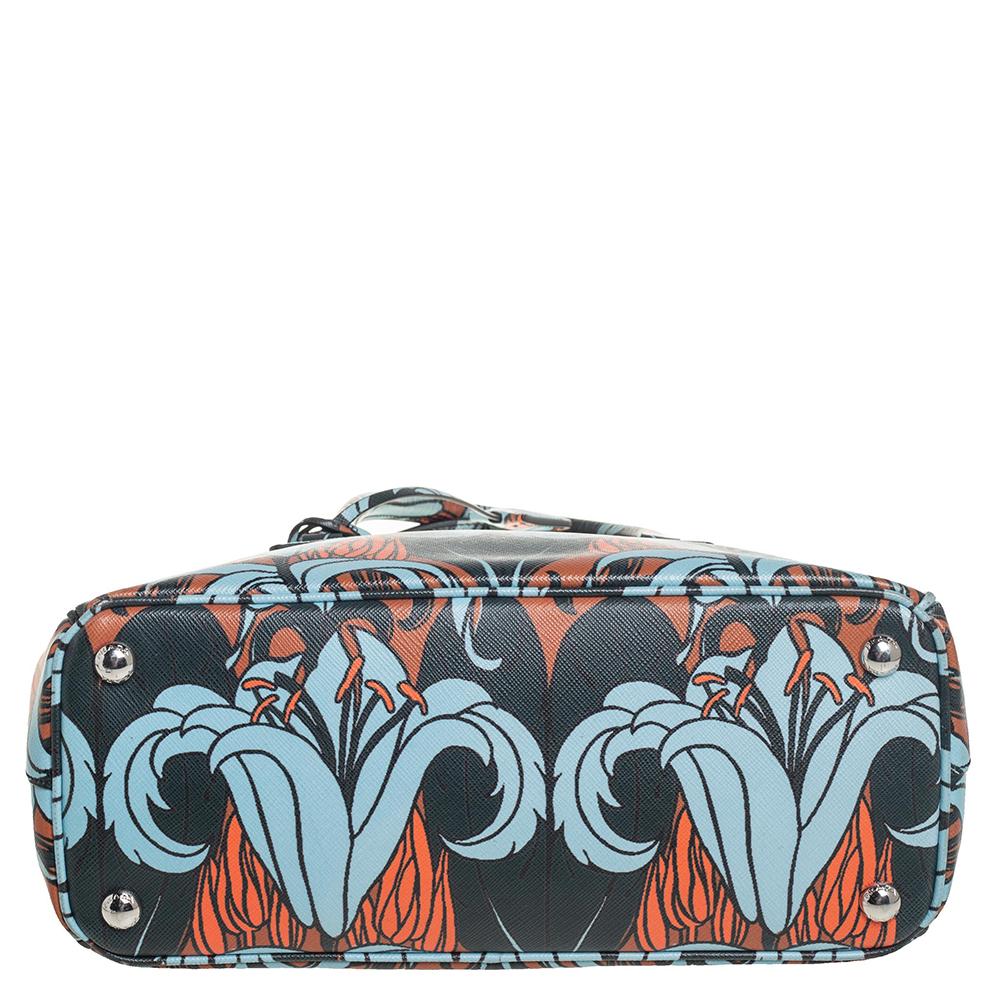 Prada Multicolor Lily drucken Saffiano Leder kleine Galleria Tote Damen