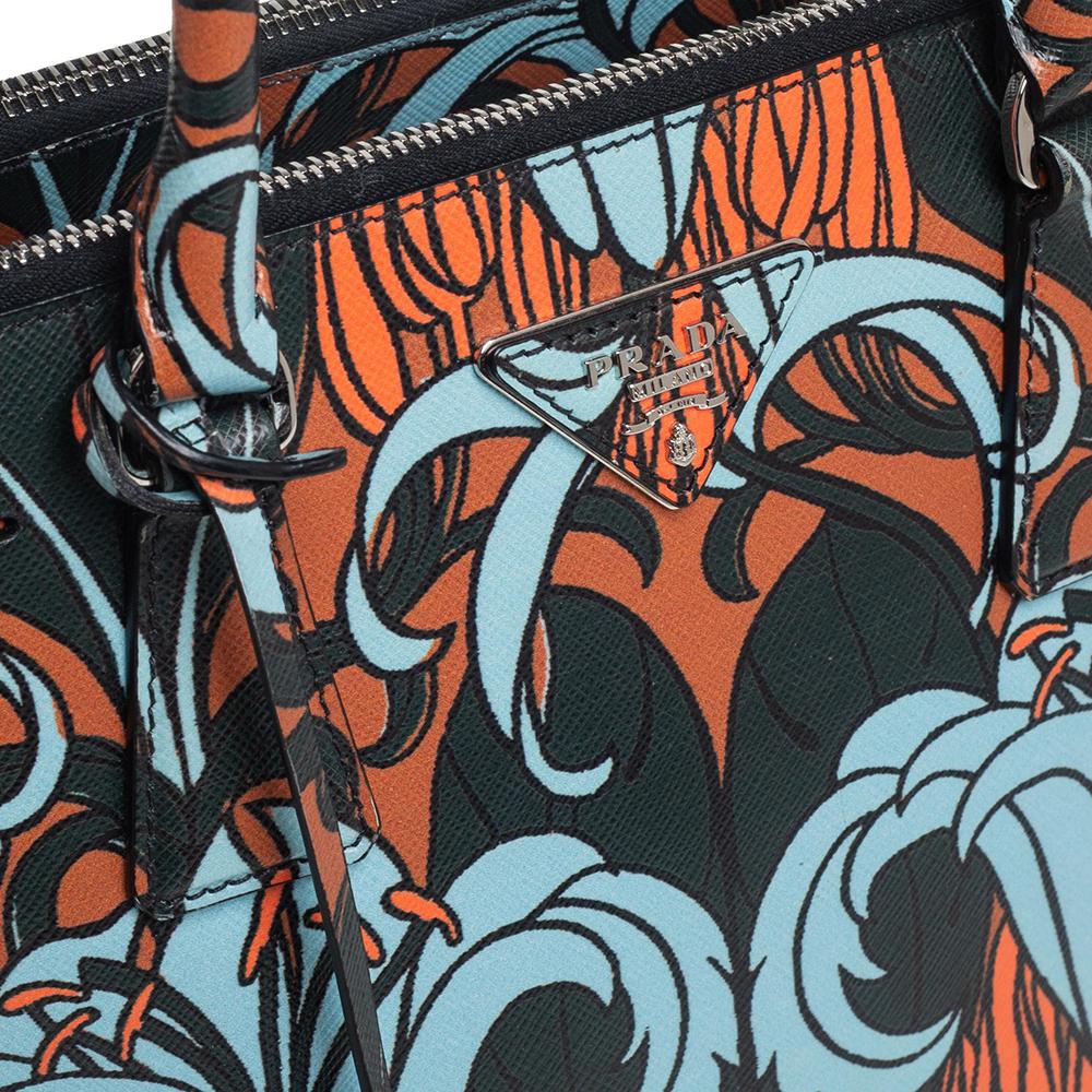 Prada Multicolor Lily drucken Saffiano Leder kleine Galleria Tote 3