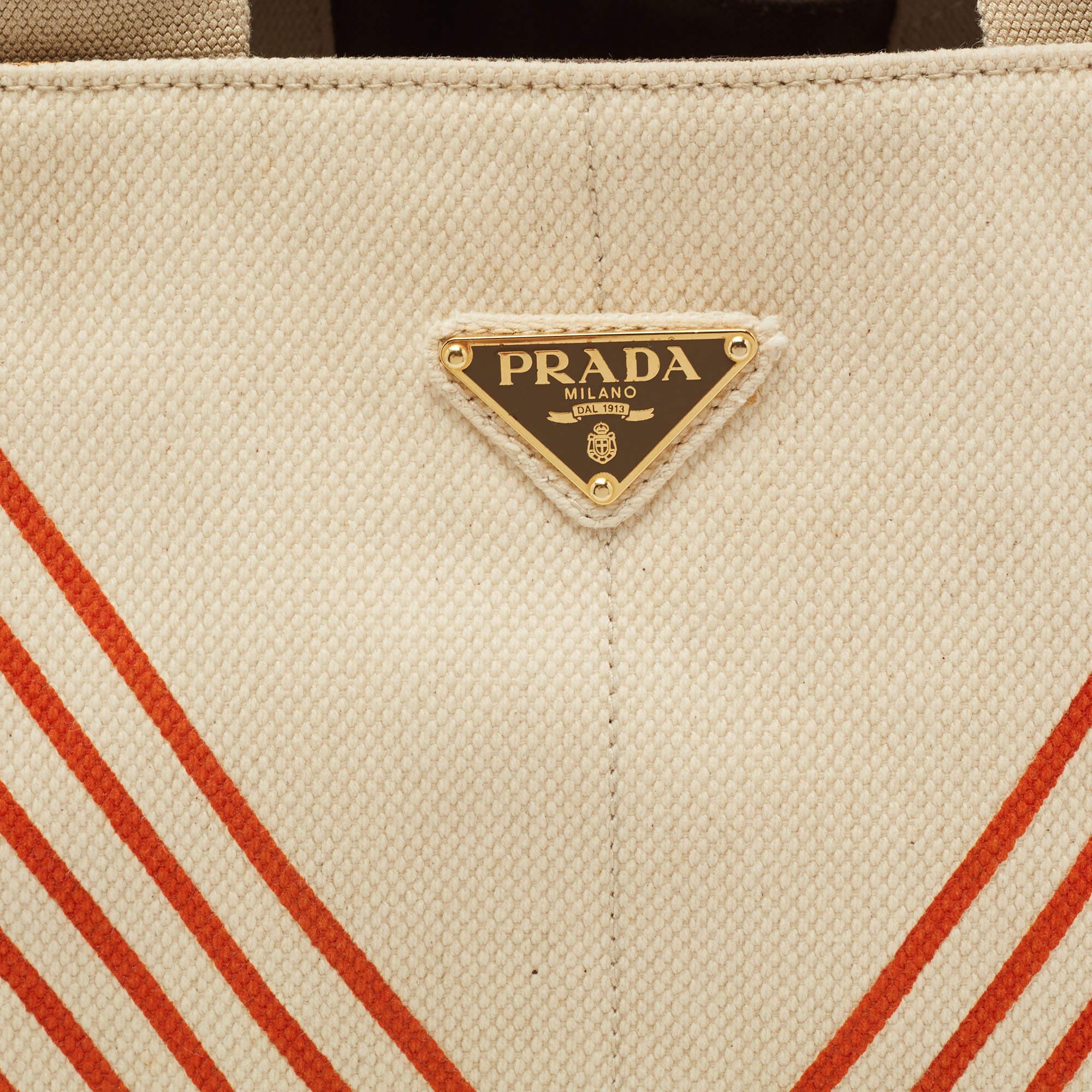 Prada Multicolor Printed Canvas Large Canapa Tote 4